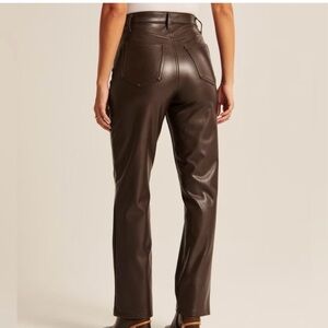 Abercrombie and Fitch 90s Straight Ultra High Rise Brown Leather Pants